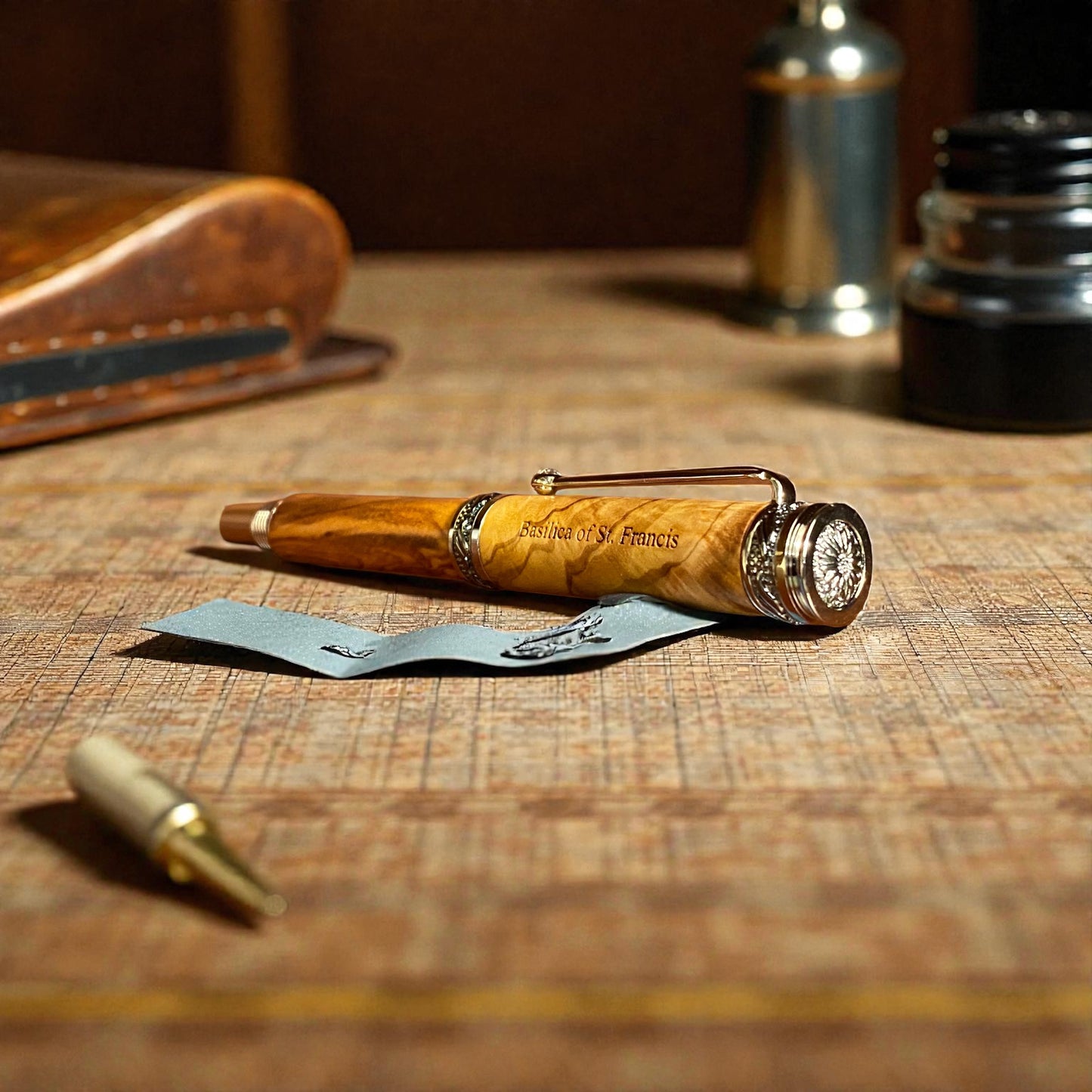 Basilica of St. Francis - Elegant II Rhodium and Black Titanium Fountain Pen