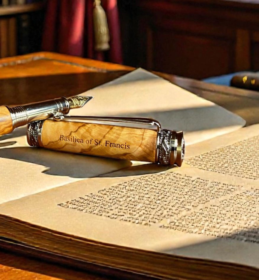 Basilica of St. Francis - Elegant II Rhodium and Black Titanium Fountain Pen