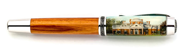 Hand painted Miniature Cap of Jefferson's Monticello Tulip Poplar Rollerball